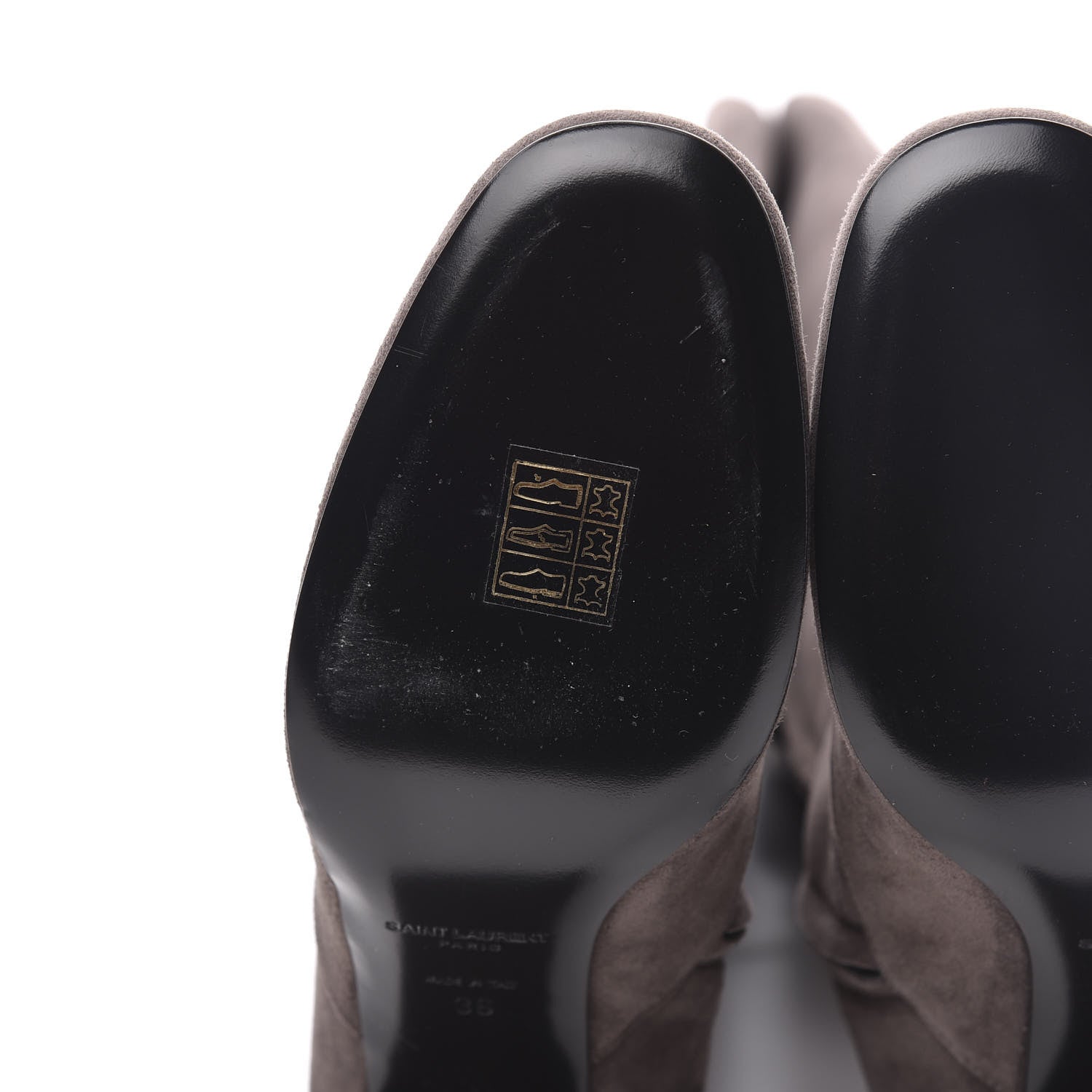 Saint Laurent Suede Babies Over The Knee Boots 36 Road Grey 6 of 9