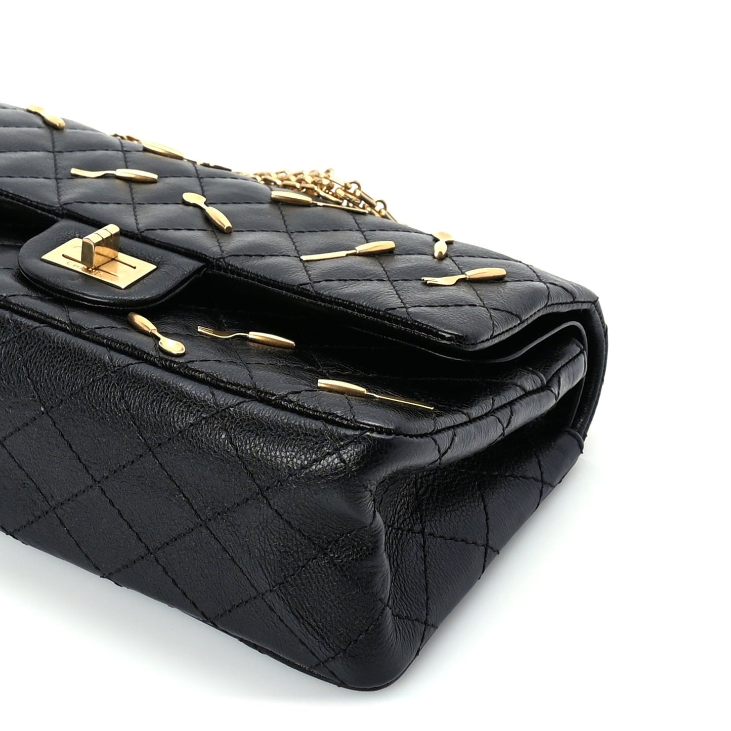 Calfskin Quilted Spoon Charms Brasserie 2.55 Reissue 225 Flap  Black