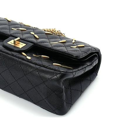 Chanel Calfskin Quilted Spoon Charms Brasserie 2.55 Reissue 225 Flap  Black 9 of 9