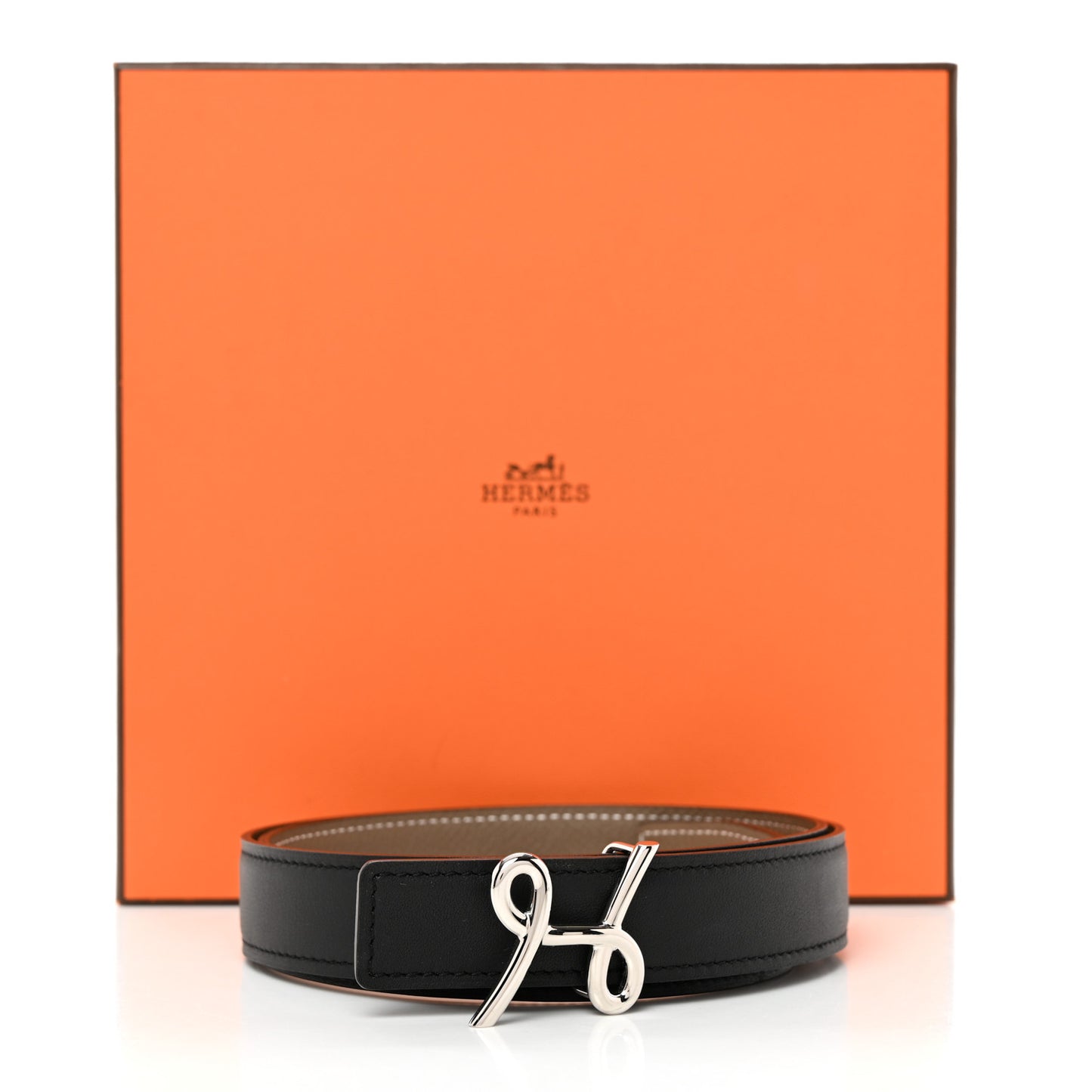 Swift Epsom 24mm H Cursives Belt 80 32 Black Etoupe