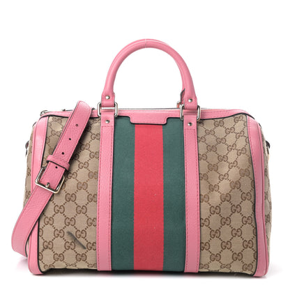 Gucci Monogram Vintage Web Medium Boston Pink 1 of 7