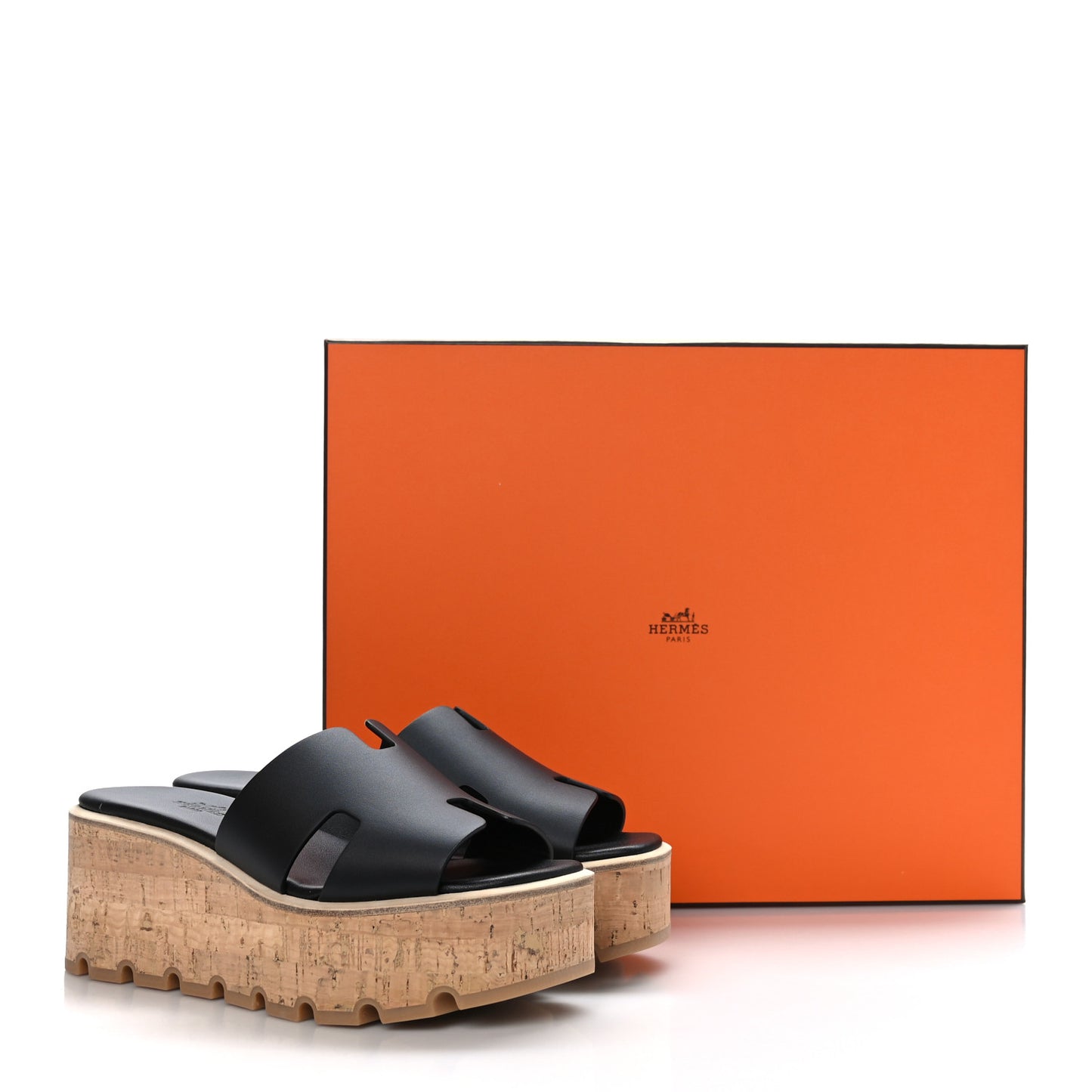Calfskin Cork Eze 30 Sandals 37 Black