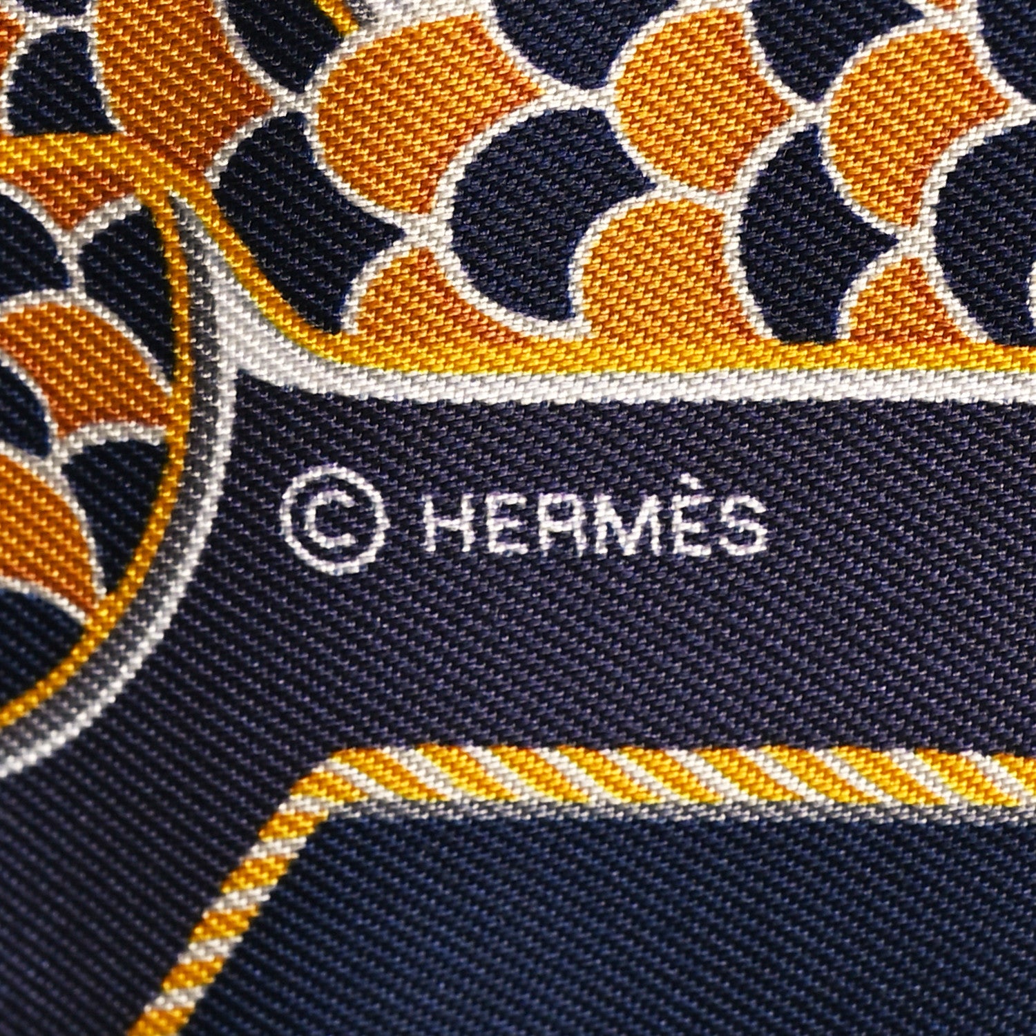 Hermes Silk Epaulettes De Gala Twilly Marine Gold White 4 of 4