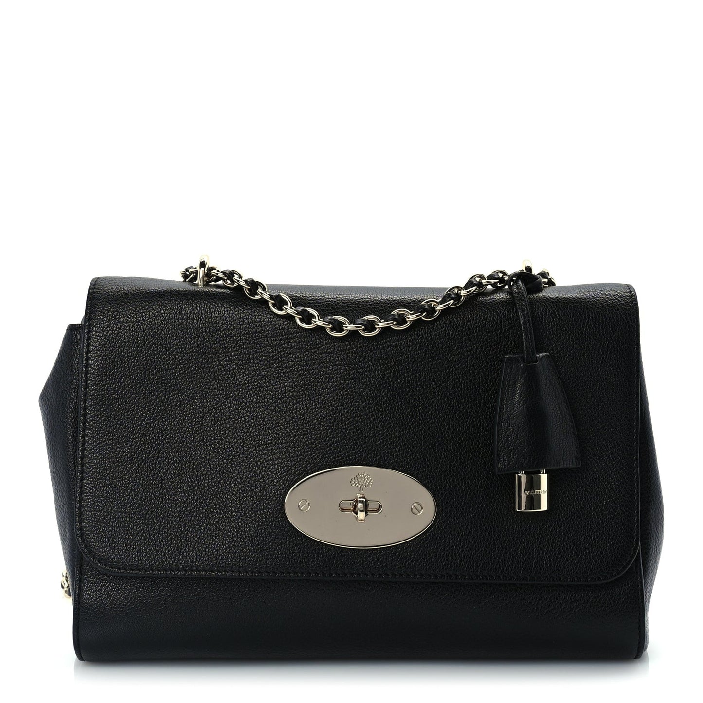 Glossy Goatskin Medium Lily Flap Black