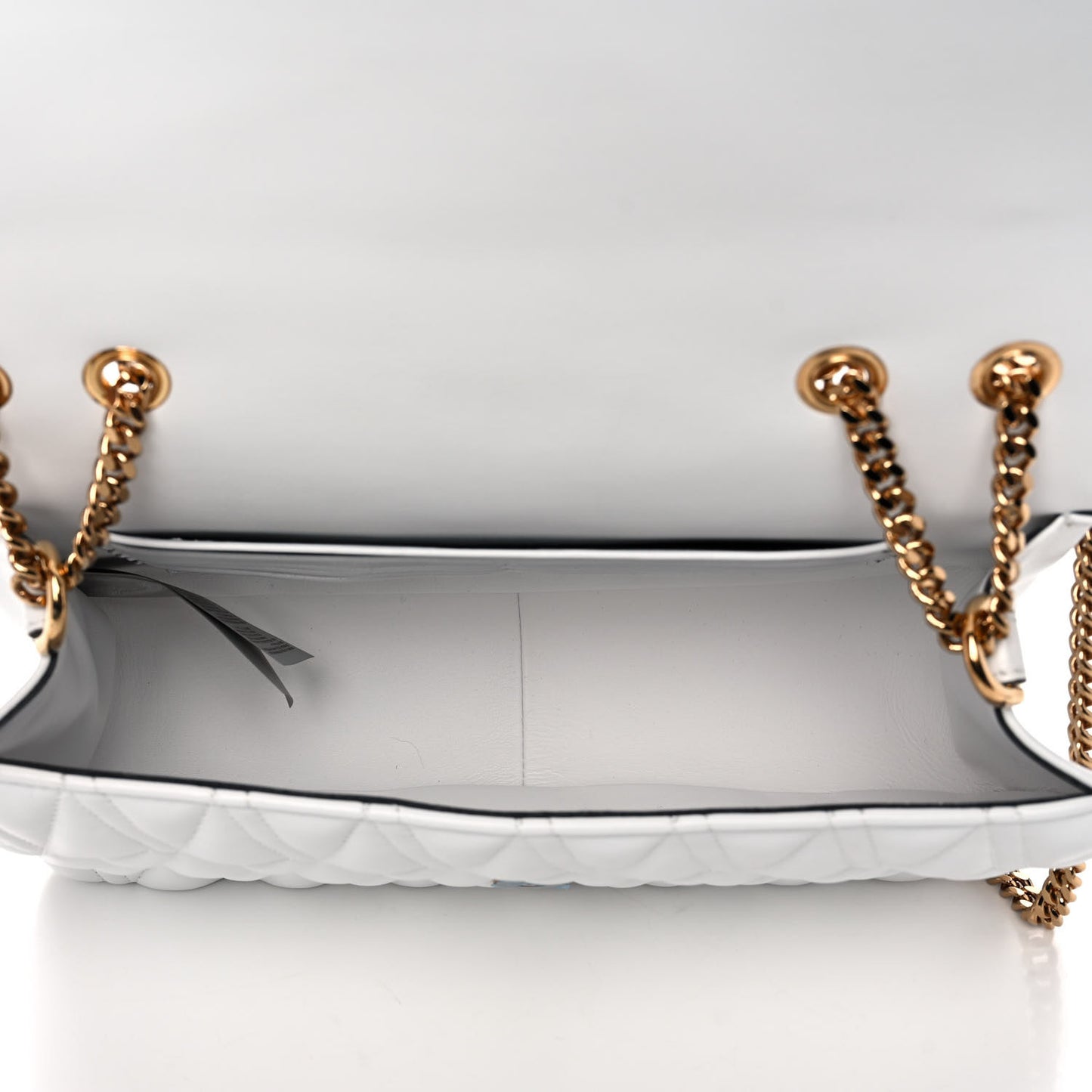 Nappa Quilted Studded Virtus Shoulder Bag White