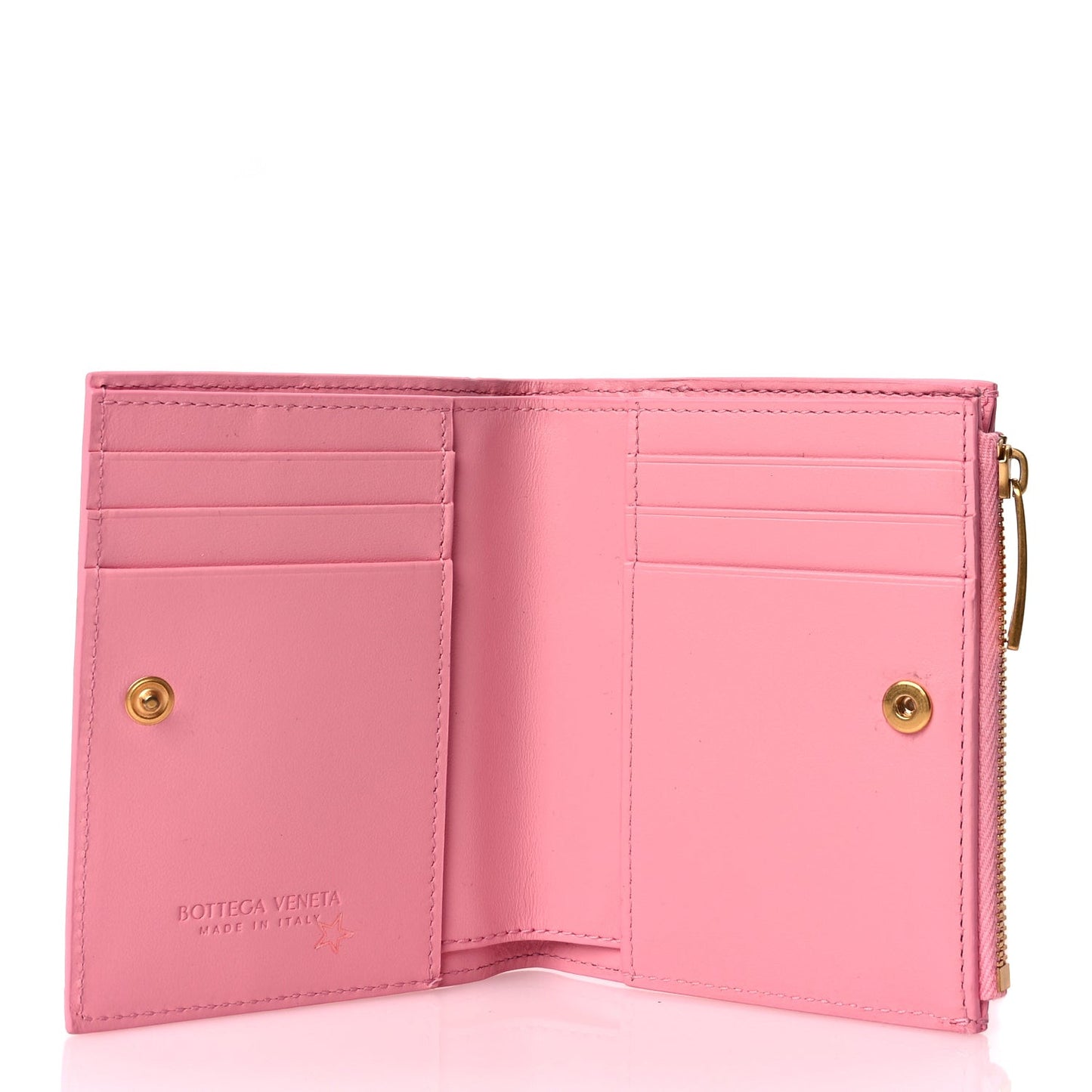 Nappa Intrecciato Bifold Zip Wallet Ribbon