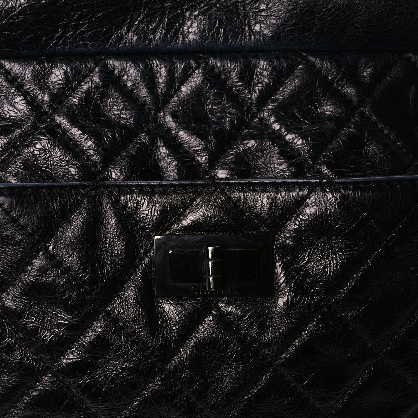 Metallic Aged Calfskin Quilted Medium Reissue Camera Case Black