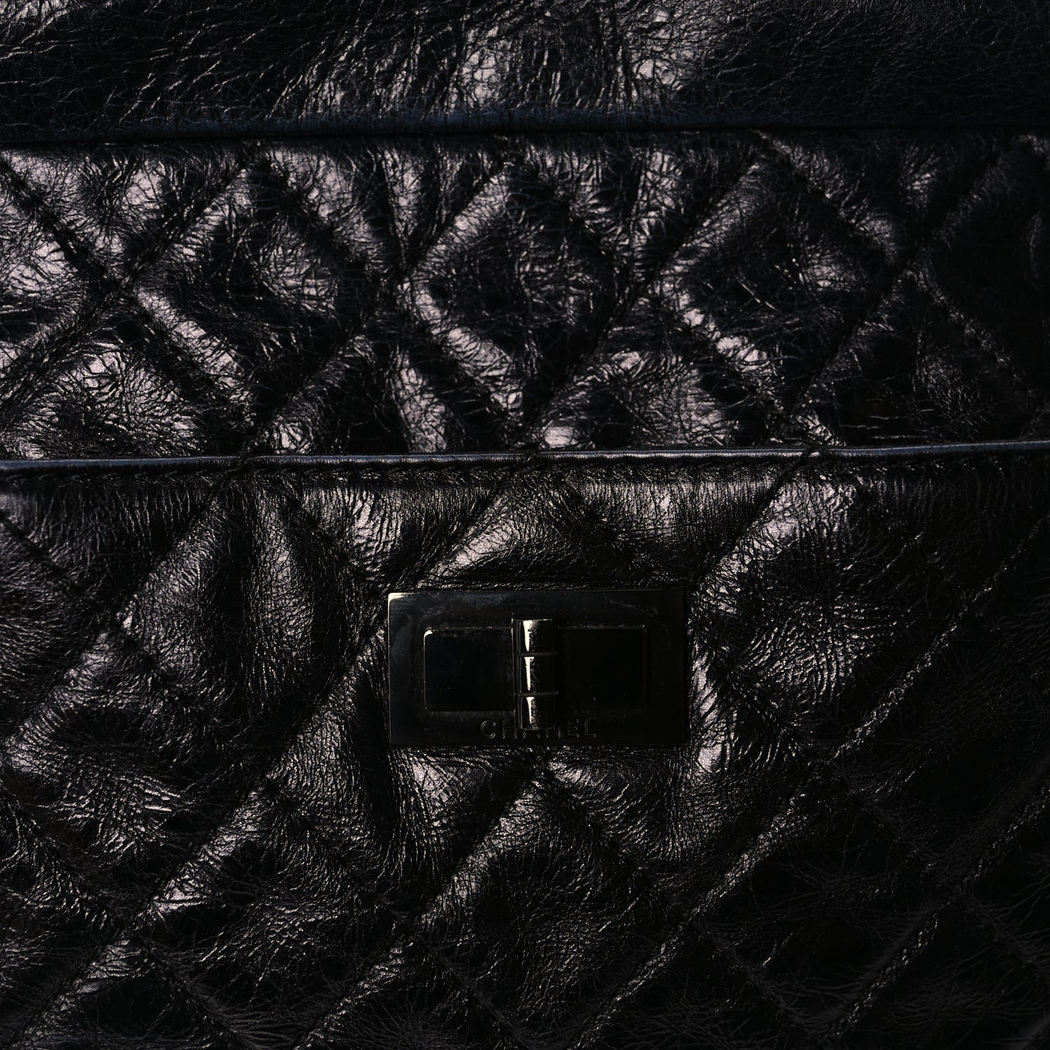 Chanel Metallic Aged Calfskin Quilted Medium Reissue Camera Case Black 6 of 8