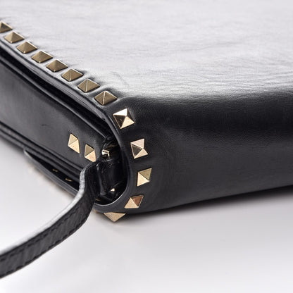 Valentino Garavani Vitello Rockstud Shoulder Flap Bag Black 10 of 10