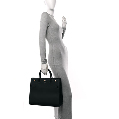 Burberry Grainy Calfskin Large Title Tote Black 2 of 9