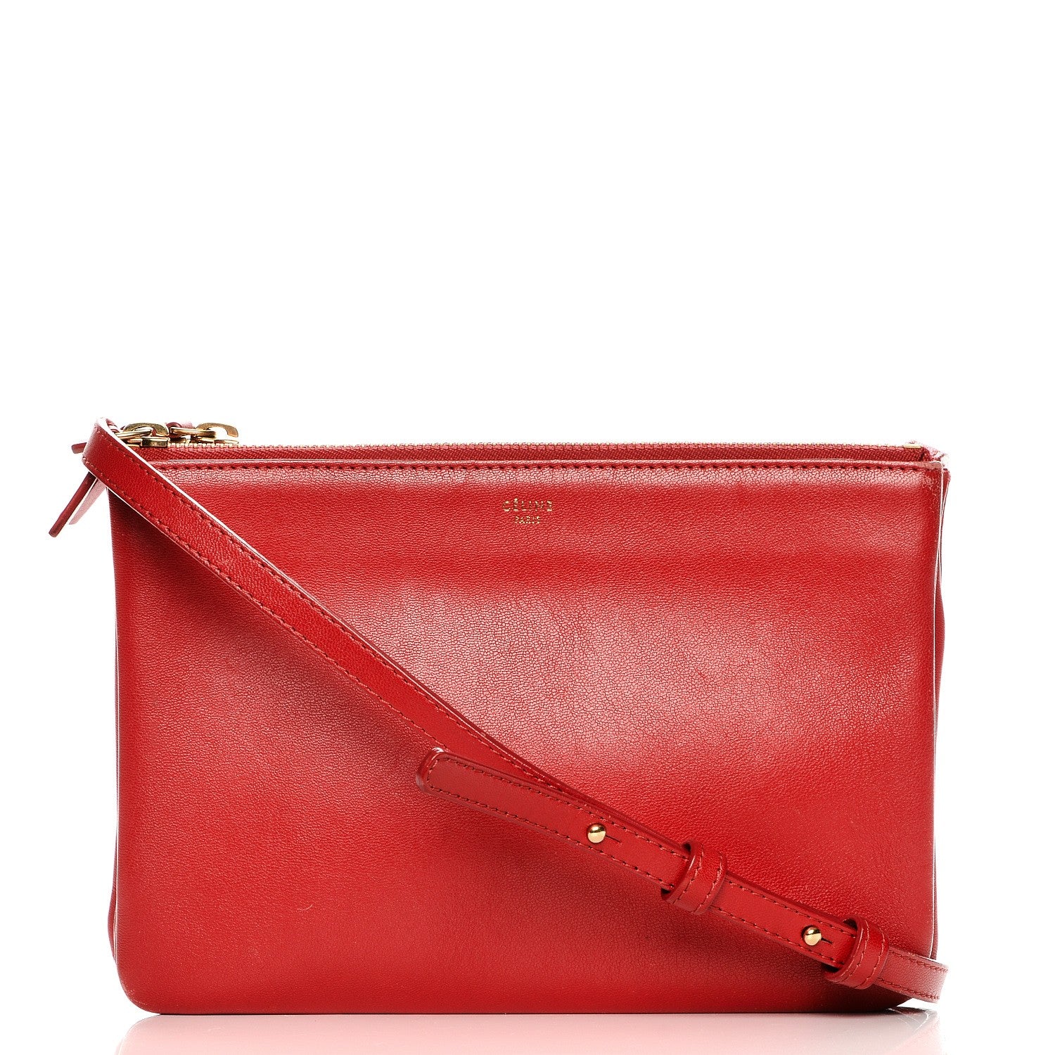 Celine Lambskin Small Trio Crossbody Bag Red 1 of 12