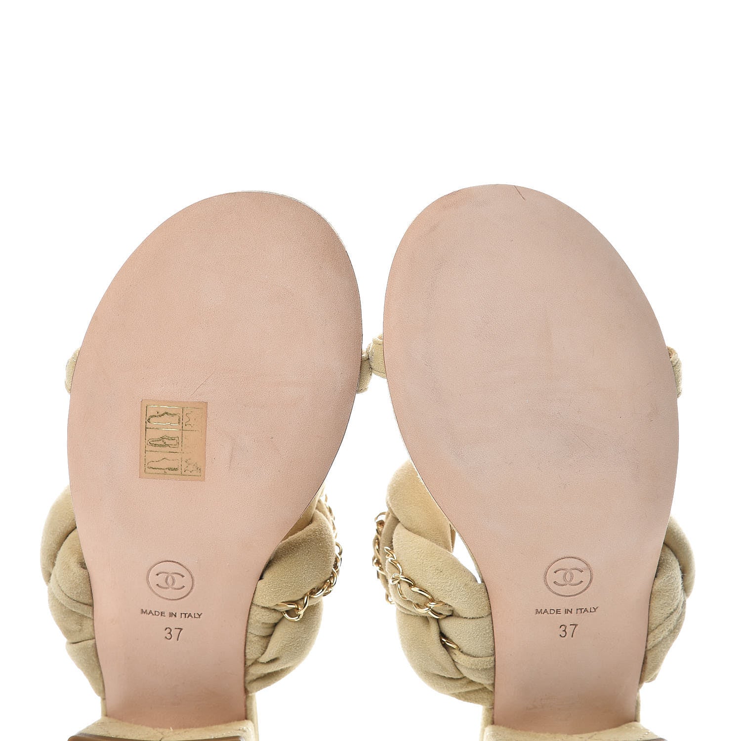 Chanel Kid Suede Chain Braided Sandals 37 Beige 7 of 10