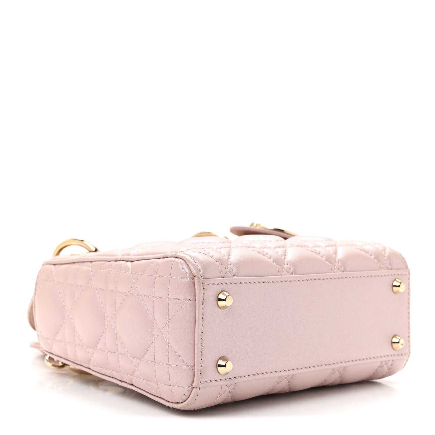 Christian Dior Metallic Lambskin Cannage Mini Lady Dior Lotus 4 of 11