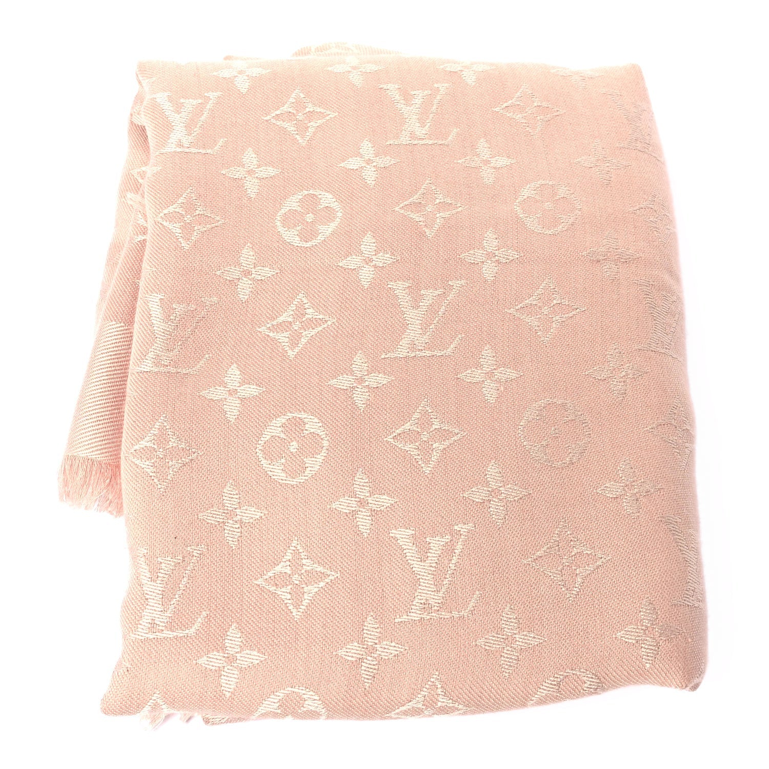 Louis Vuitton Silk Lurex Wool Monogram Shine Shawl Rose Velours 1 of 3