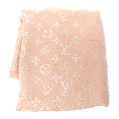 Louis Vuitton Silk Lurex Wool Monogram Shine Shawl Rose Velours 1 of 3