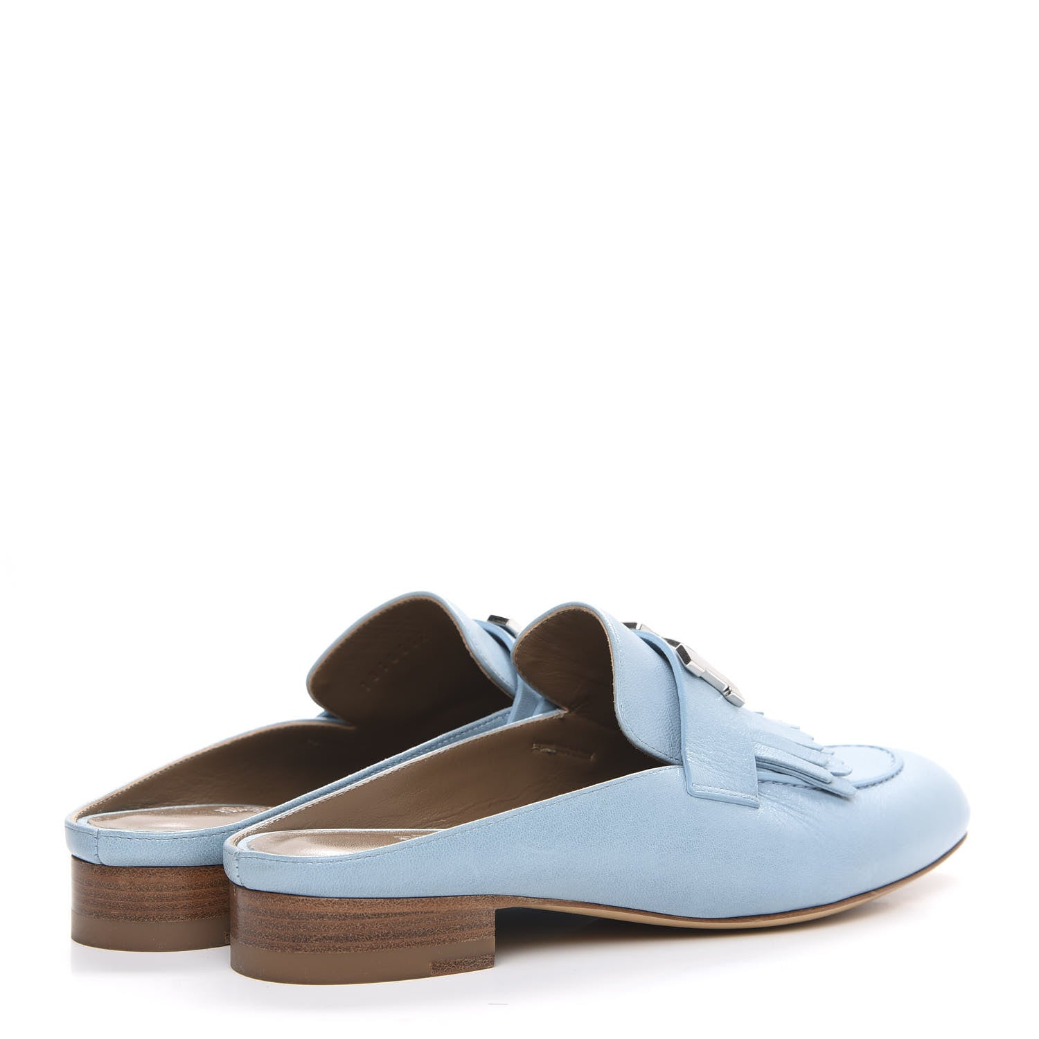 Hermes Goatskin Rivoli Mules 36.5 Bleu Ciel 4 of 9