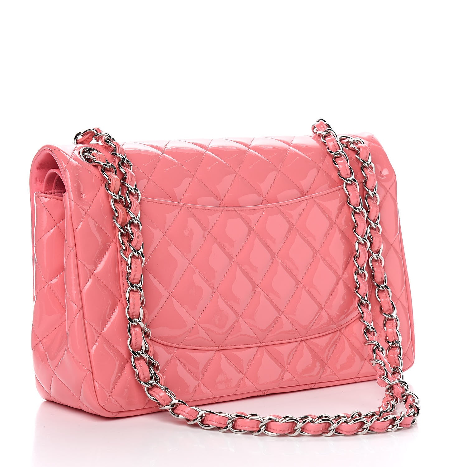 Chanel Patent Quilted Jumbo Double Flap Pink 2 of 9