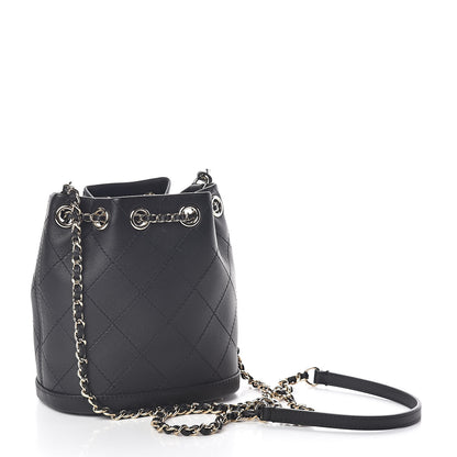 Chanel Calfskin Stitched Mini Drawstring CC Bag Black 3 of 11