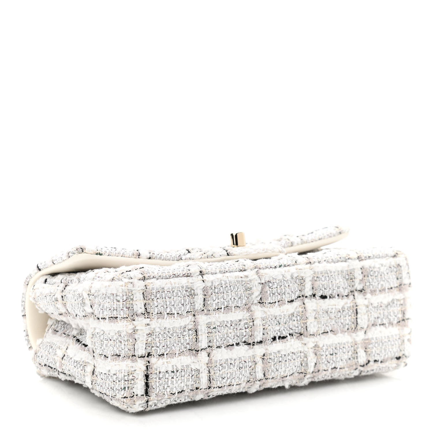 Chanel Tweed Quilted Mini Rectangular Flap White Grey 4 of 11