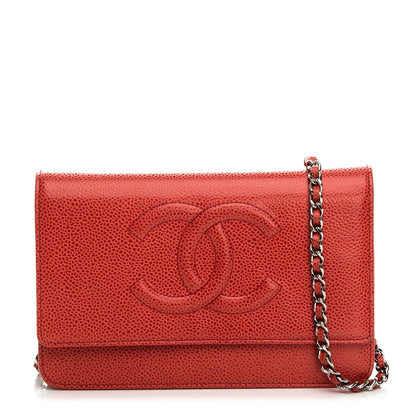 Chanel Caviar Timeless CC Wallet On Chain WOC Coral 1 of 8