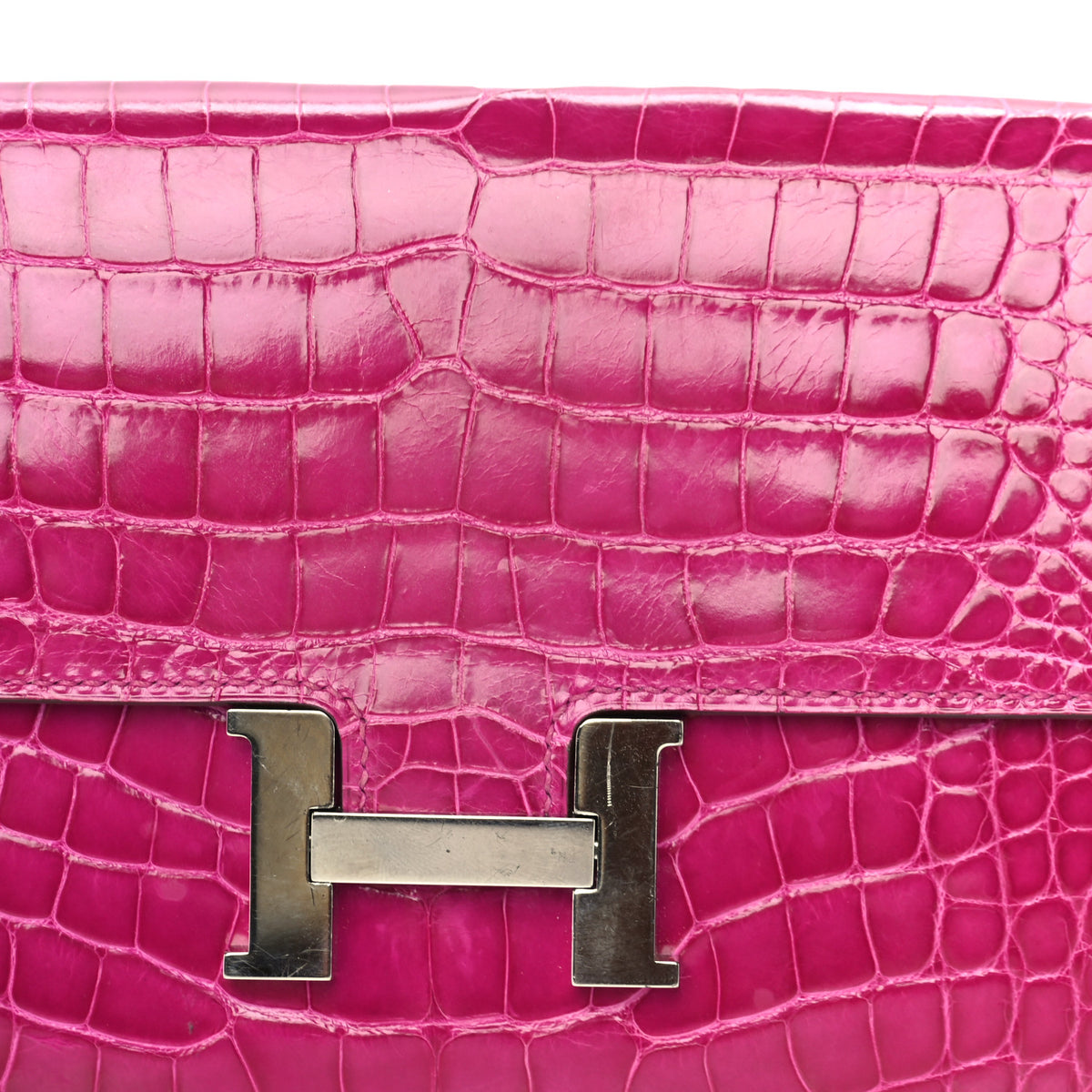Shiny Alligator Constance Long Wallet Rose Scheherazade