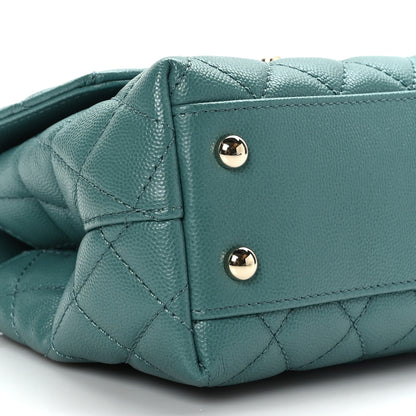 Chanel Caviar Quilted Lizard Embossed Mini Coco Handle Flap Green 8 of 10