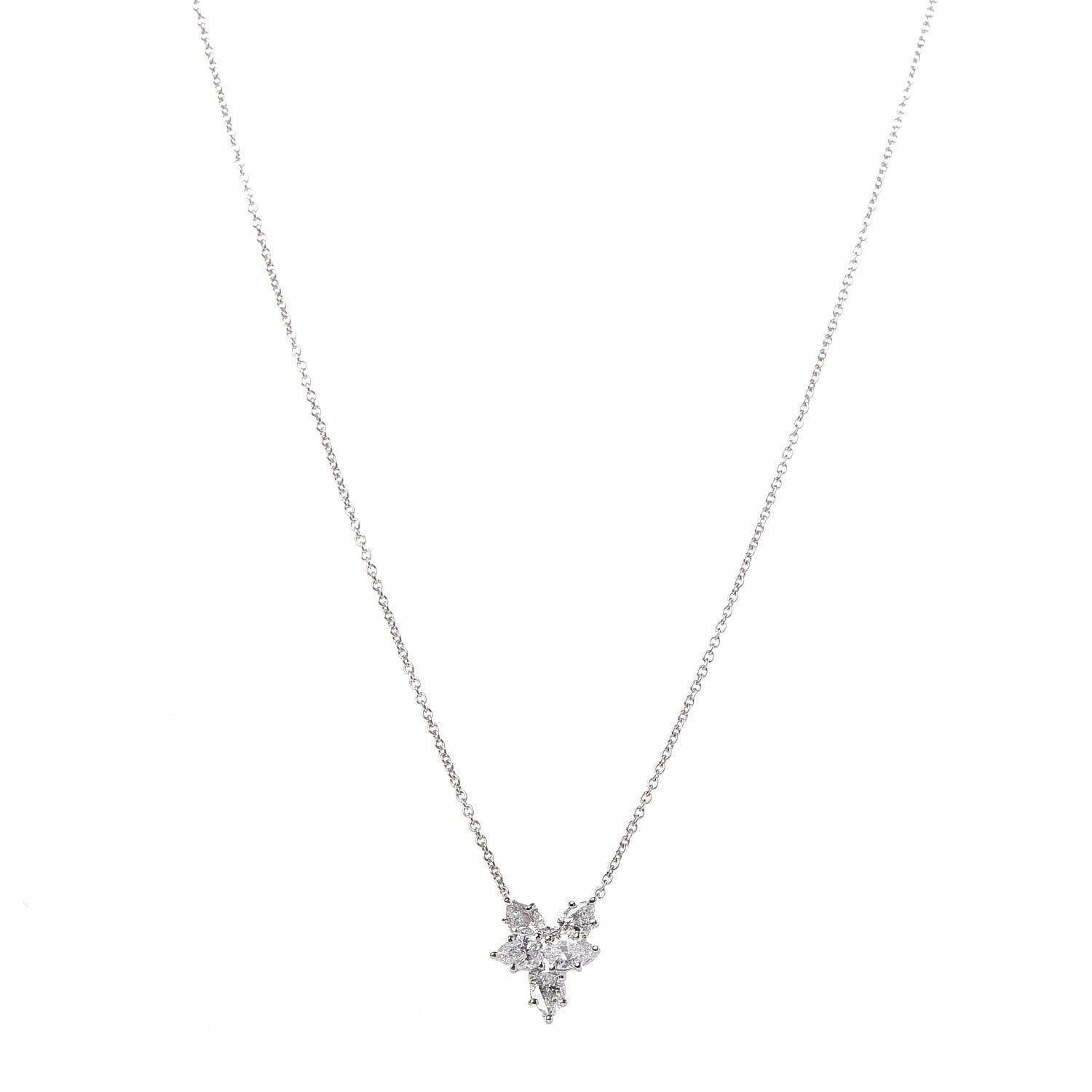 Harry Winston Platinum Diamond Small Winston Cluster Pendant Necklace 1 of 9