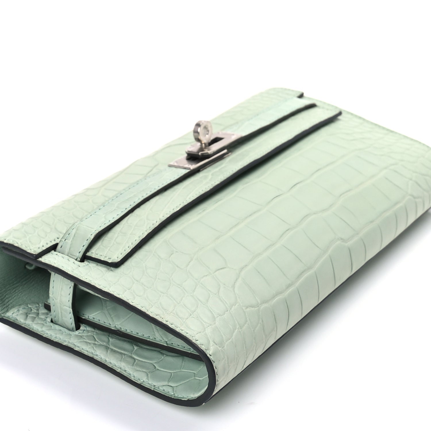 Hermes Matte Alligator Kelly Wallet To Go Vert D Eau 9 of 9