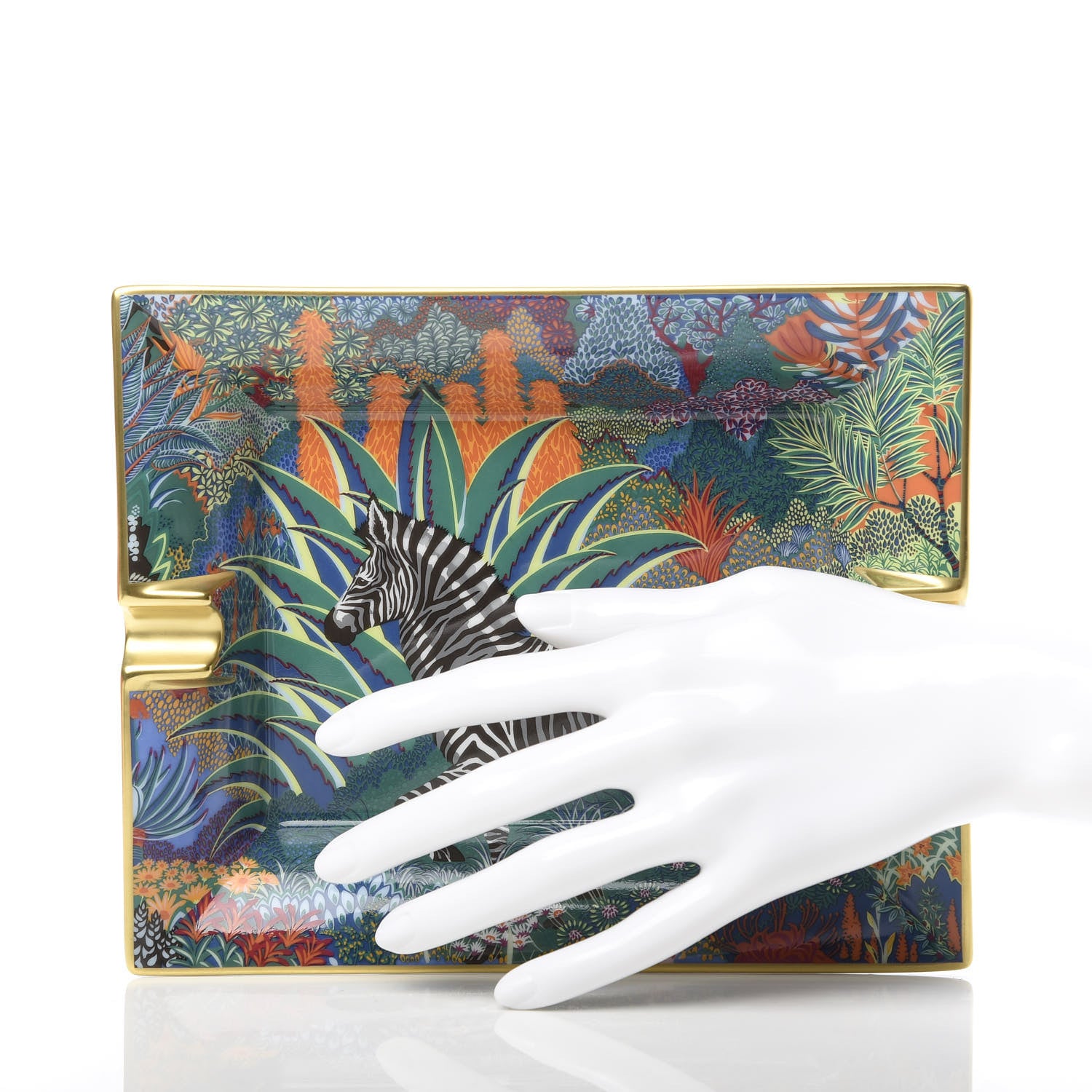 Hermes Porcelain Mountain Zebra Ashtray Chlorophylle 2 of 6