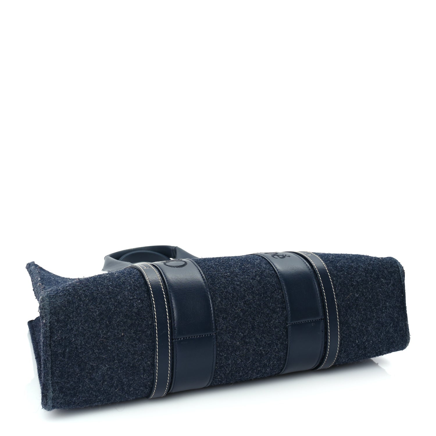 Chloe Felt Shiny Calfskin Large Woody Ribbon Tote Obscure Navy 3 of 8