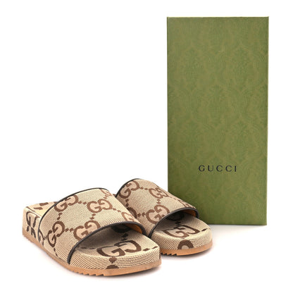 Gucci Monogram Jumbo GG Mens Slide Sandals 40 Camel Ebony 9 of 9