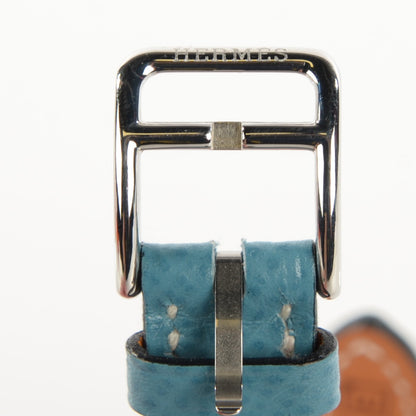 Hermes Stainless Steel Courchevel 20mm Kelly Cadena Quartz Watch Blue Jean 2 of 12