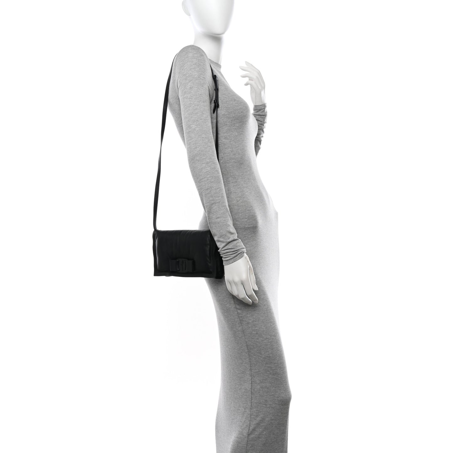 Calfskin Mini Viva Bow Shoulder Bag Black