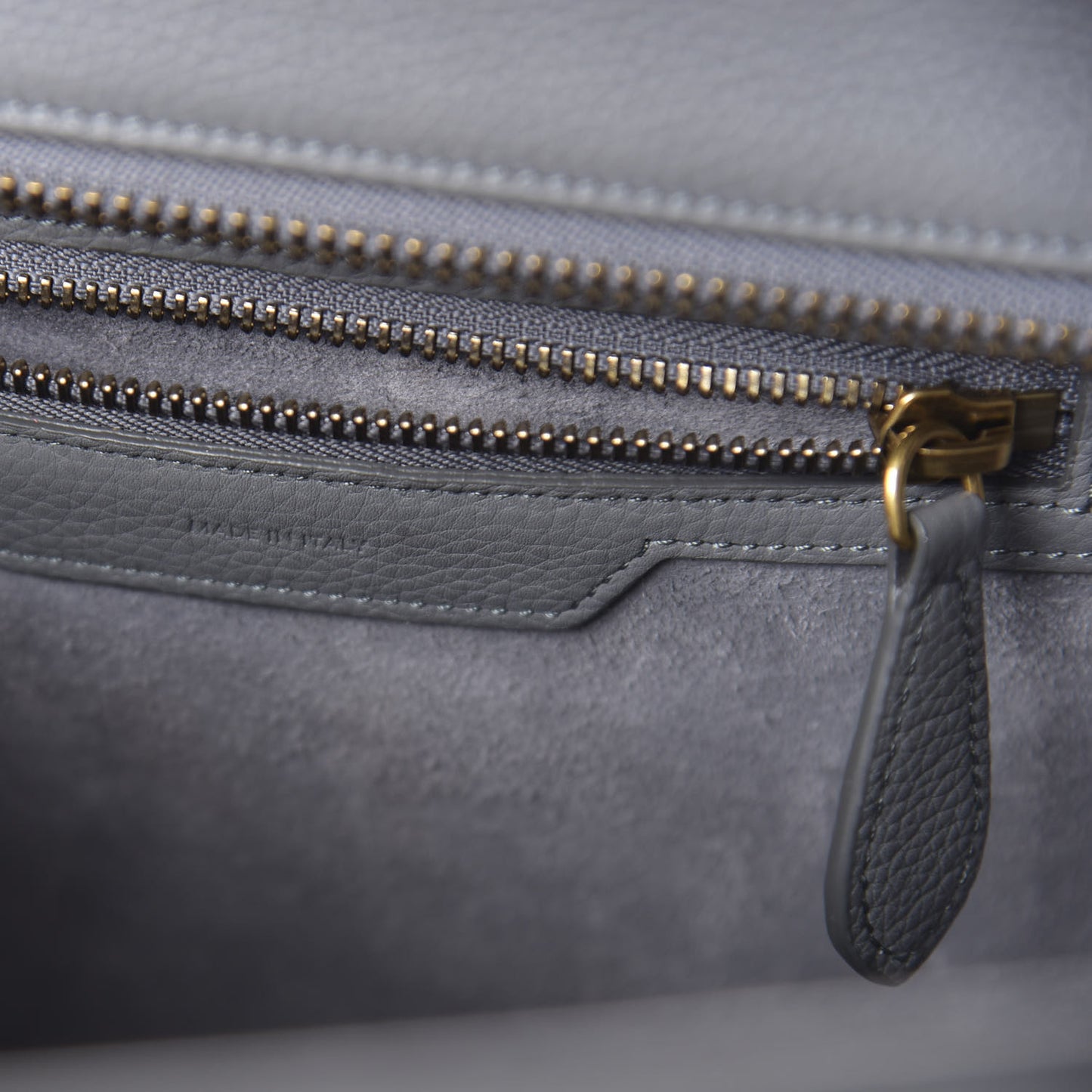 Drummed Calfskin Micro Luggage Kohl