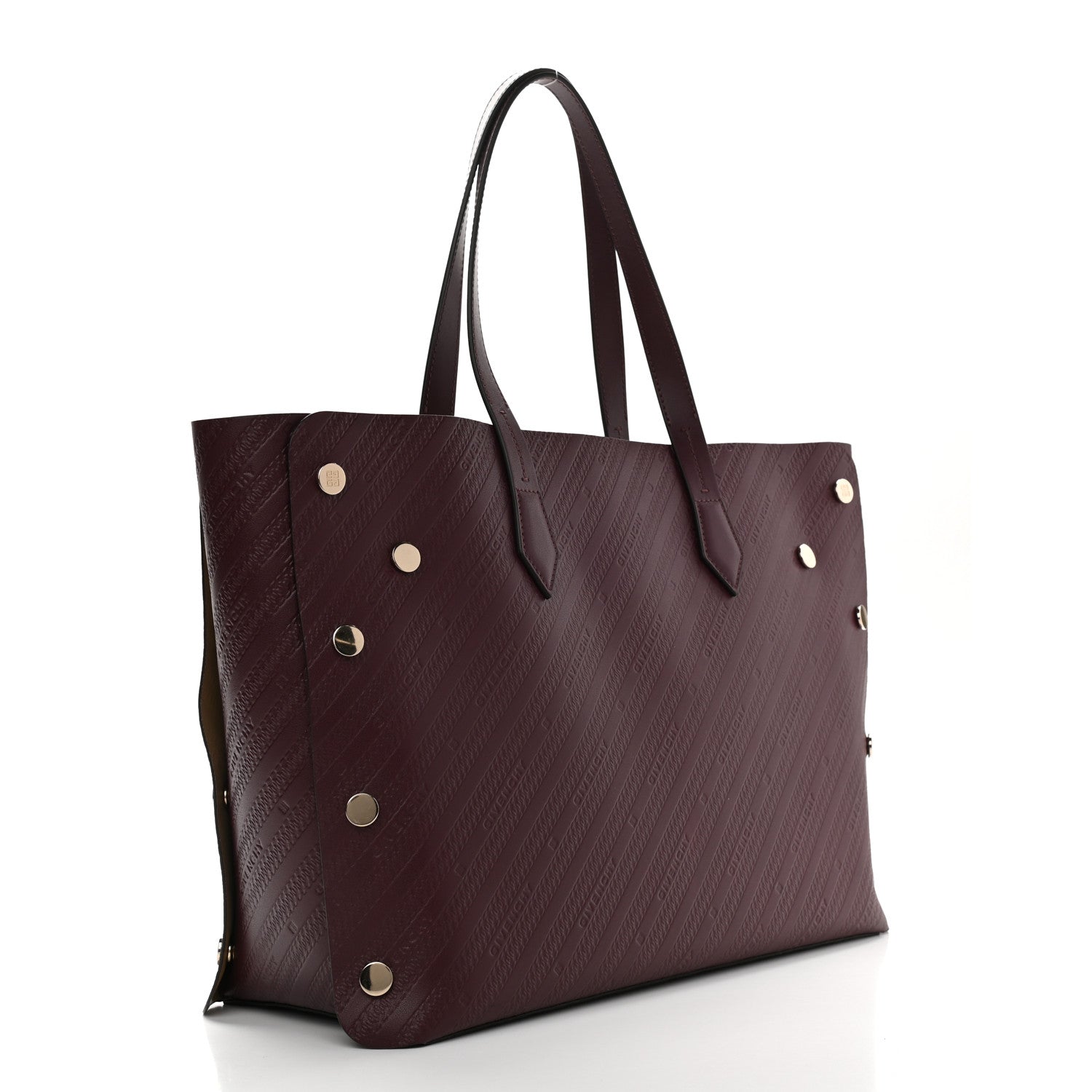 Givenchy Calfskin Chain Embossed Medium Bond Shopper Tote Burgundy 3 of 10