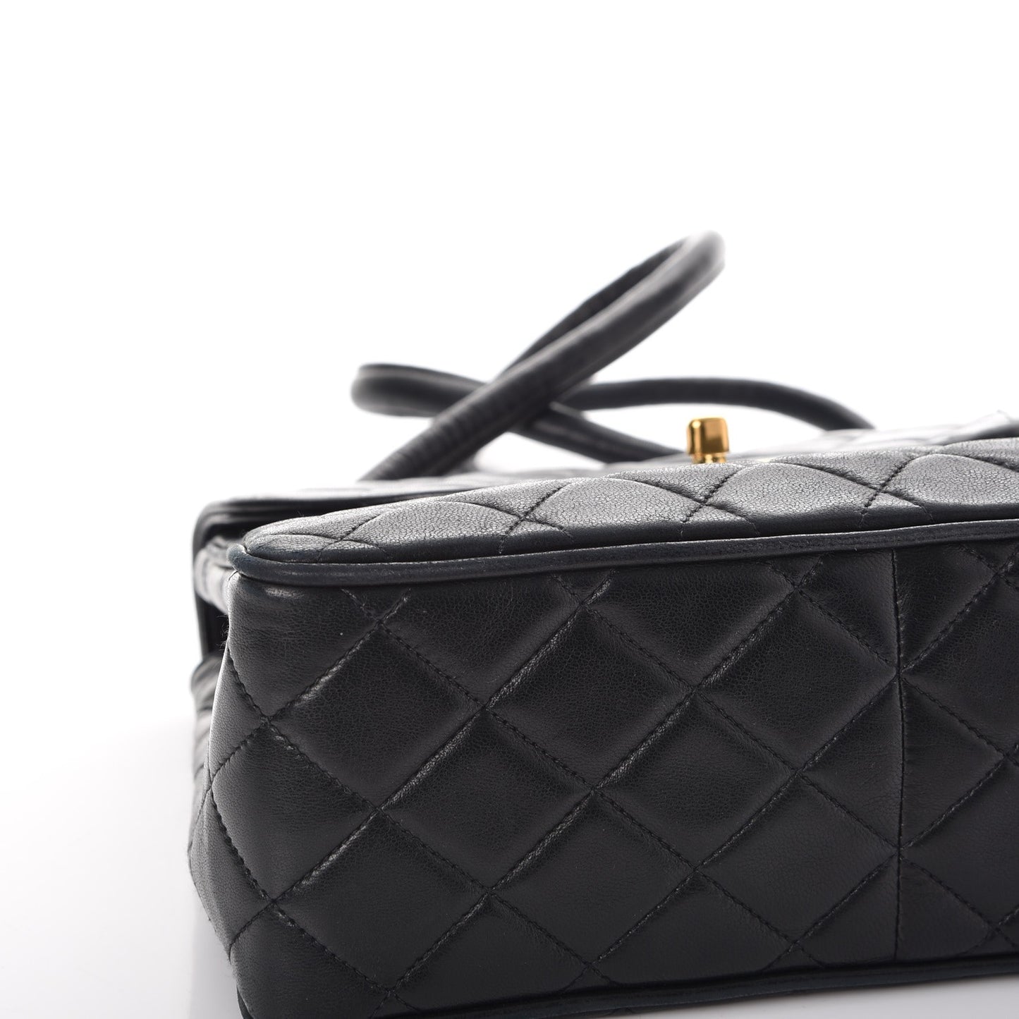 Lambskin Quilted Flap Shoulder Bag Black