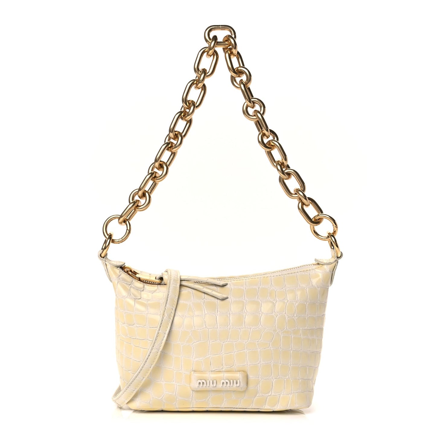 Calfskin Crocodile Embossed St Cocco Spirit Bag White