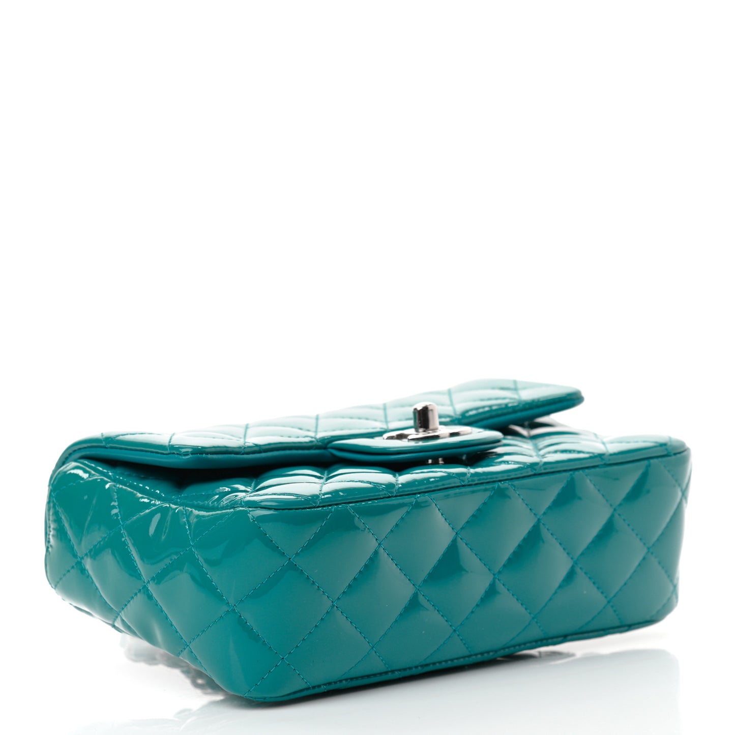 Patent Quilted Mini Rectangular Flap Turquoise