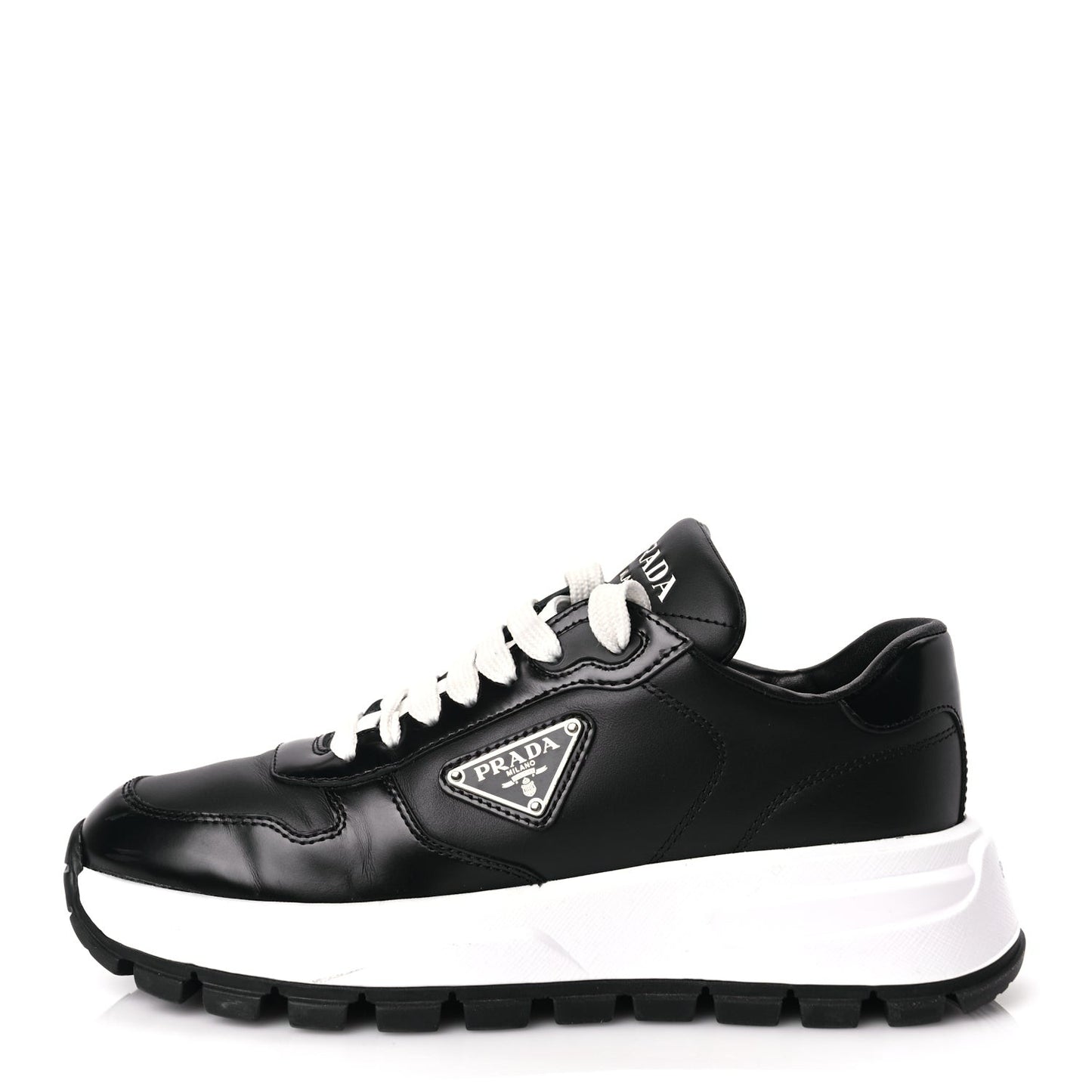 Re-Nylon Spazzolato Triangle Logo Womens Prax 01 45mm Sneakers 36.5  Black