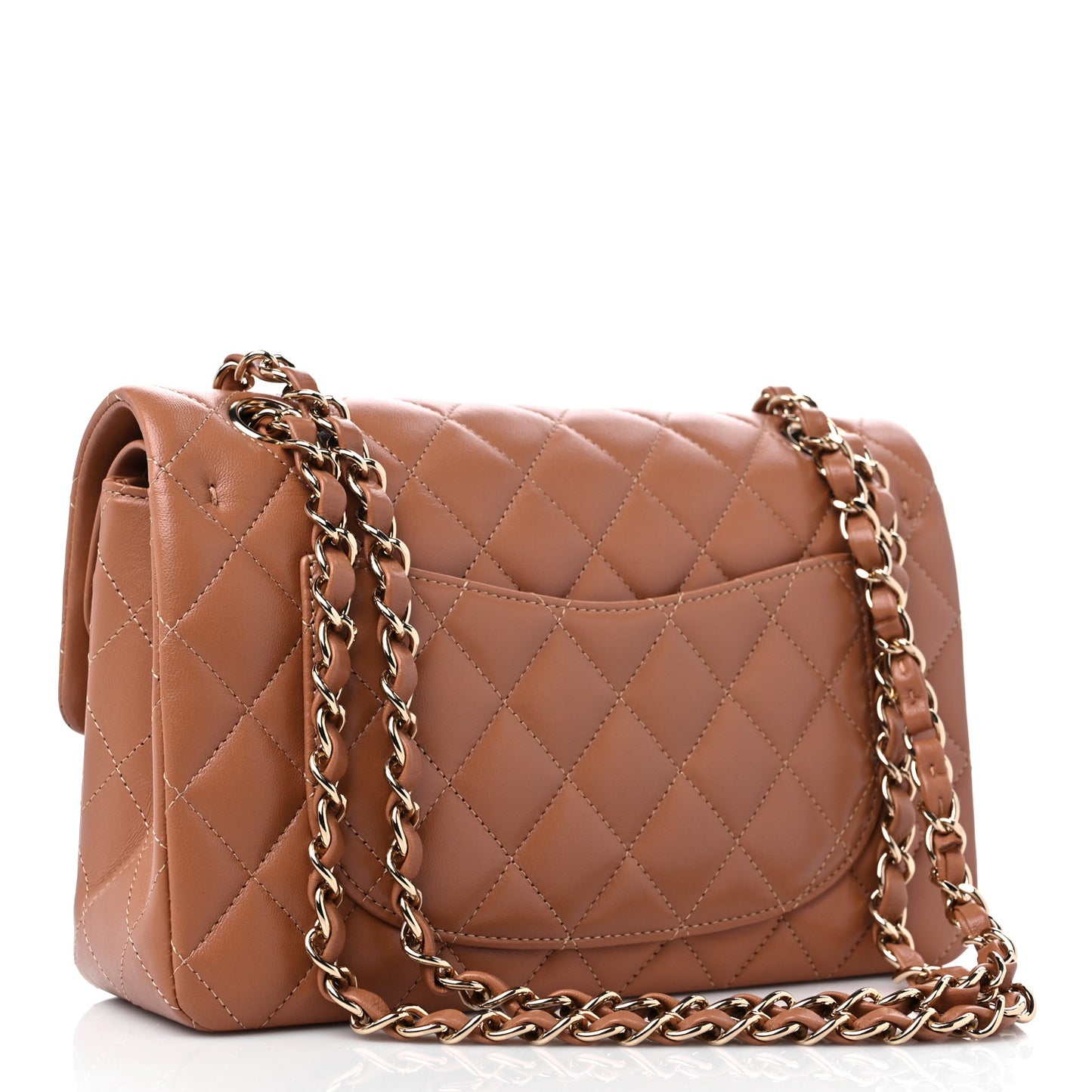 Lambskin Quilted Small Double Flap Brown