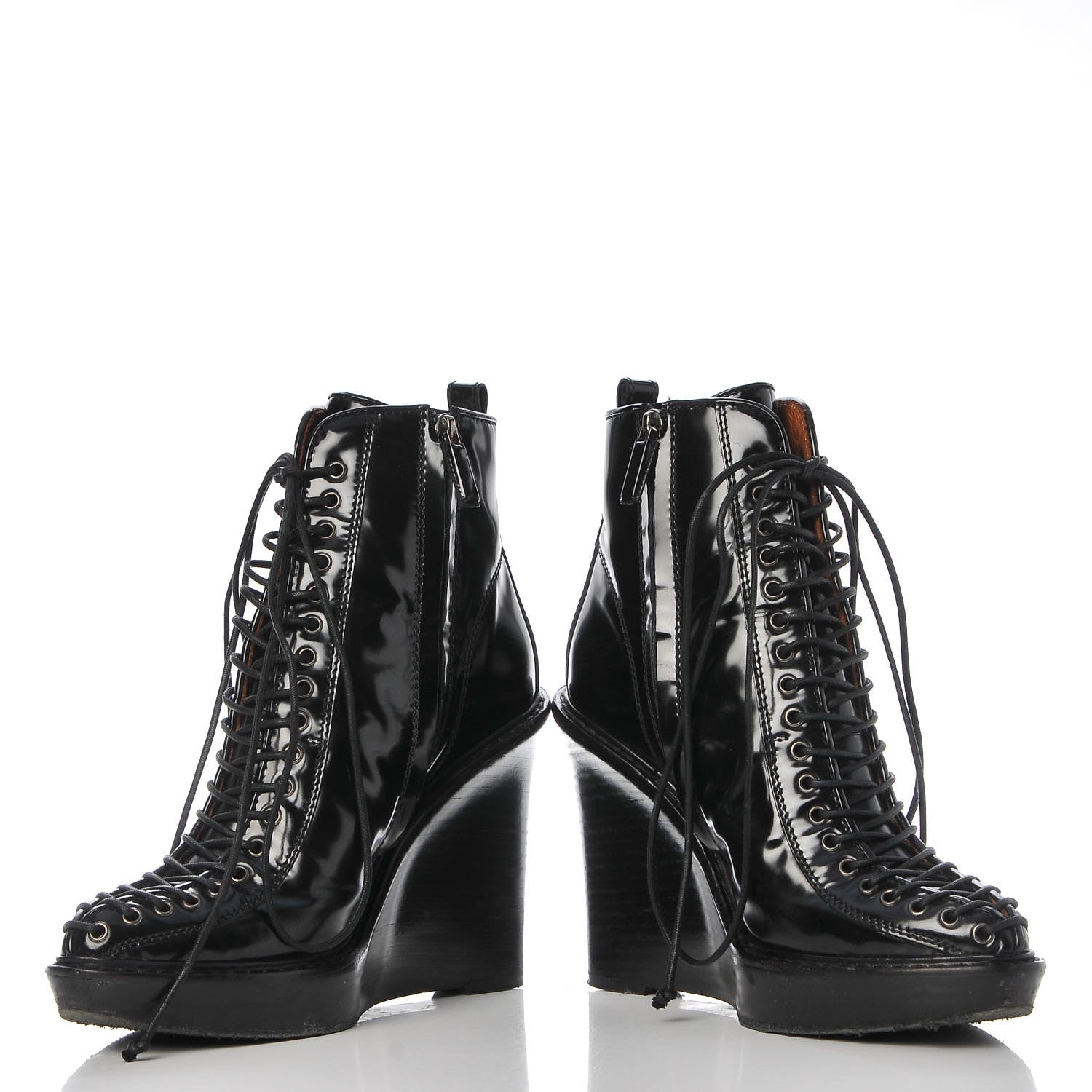 Givenchy Patent Corset Wedge Boots 38 Black 6 of 12