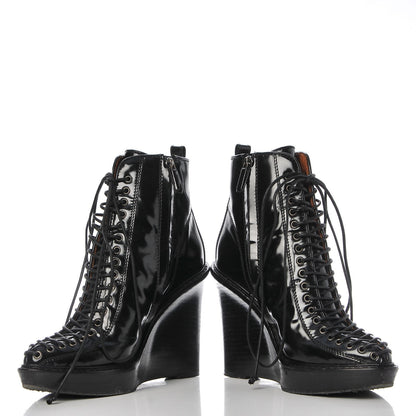 Givenchy Patent Corset Wedge Boots 38 Black 6 of 12