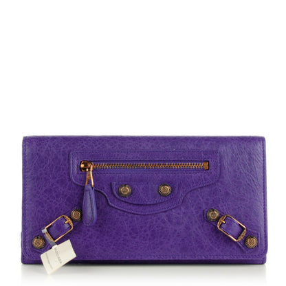 Balenciaga Agneau Giant 12 Rose Gold Hardware Money Wallet Bleu Lavande 1 of 7