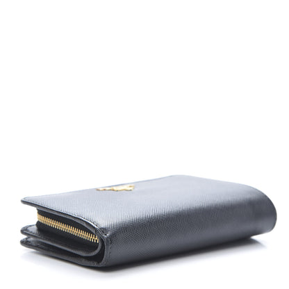 Prada Saffiano Metal Compact Wallet Black 4 of 10