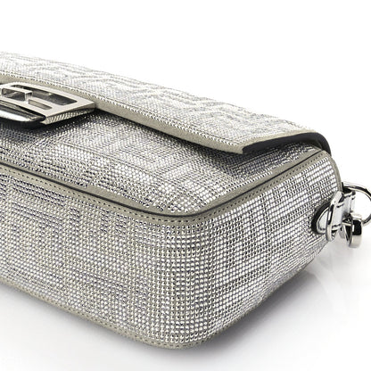 Fendi Crystal Vitello Laminato FF Medium Baguette Crystal Argento 8 of 8