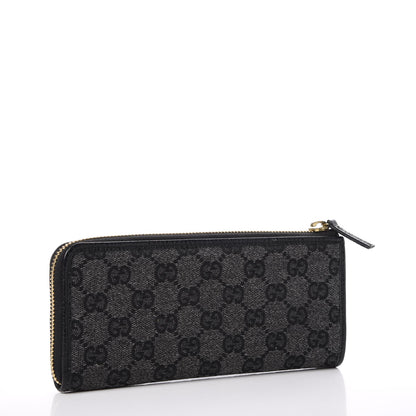 Gucci Denim Monogram Zip Around Wallet Black 3 of 11