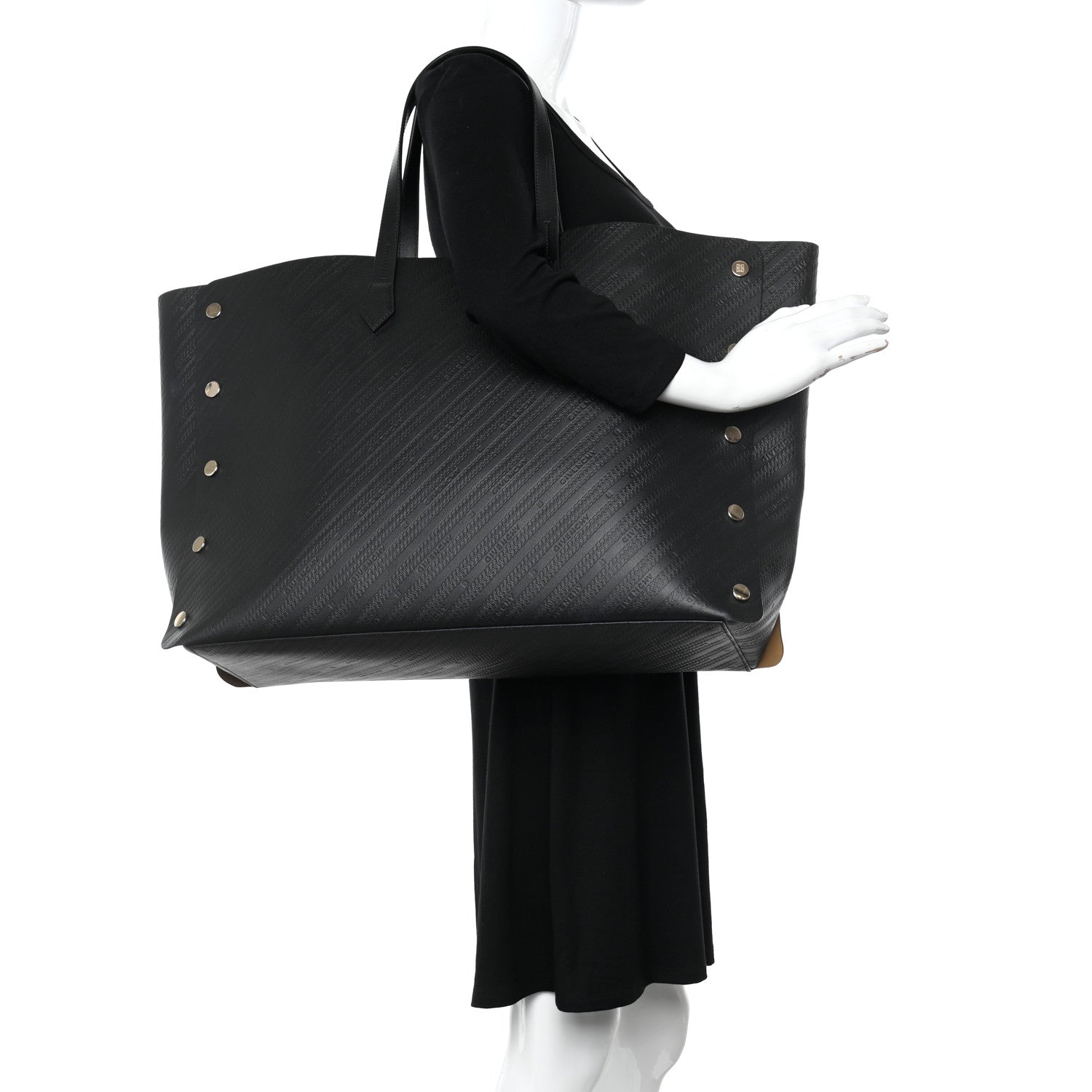 Givenchy Calfskin Chain Embossed Large Bond Shopper Tote Black 2 of 9