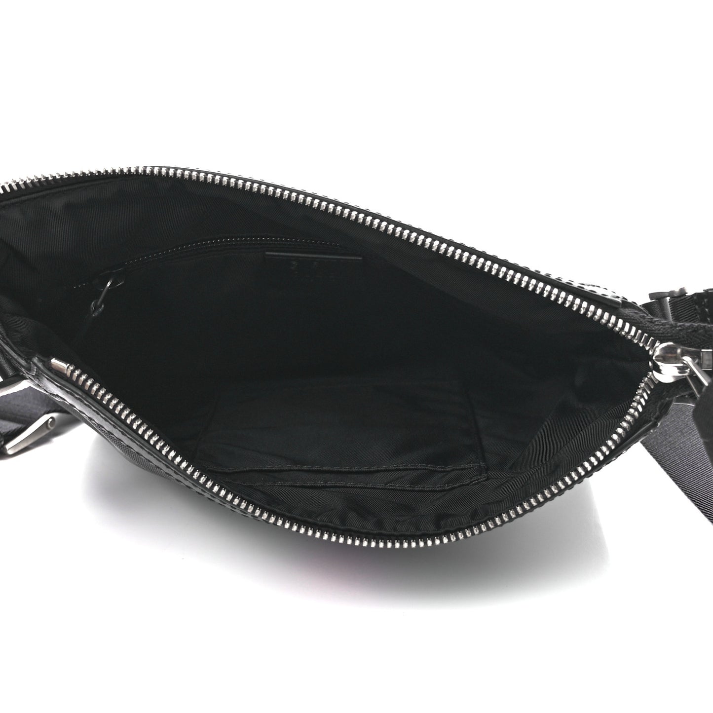 Techno Canvas Selleria Calfskin Web Small Flat Messenger Bag Black