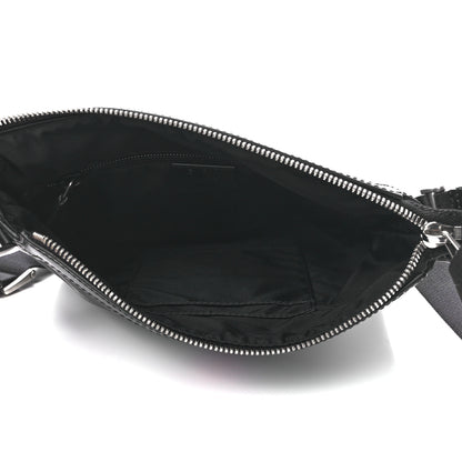 Gucci Techno Canvas Selleria Calfskin Web Small Flat Messenger Bag Black 5 of 13