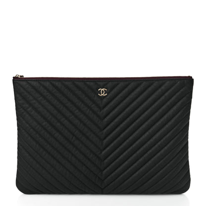 Chanel Caviar Chevron Quilted Large Cosmetic Case Black 1 of 10